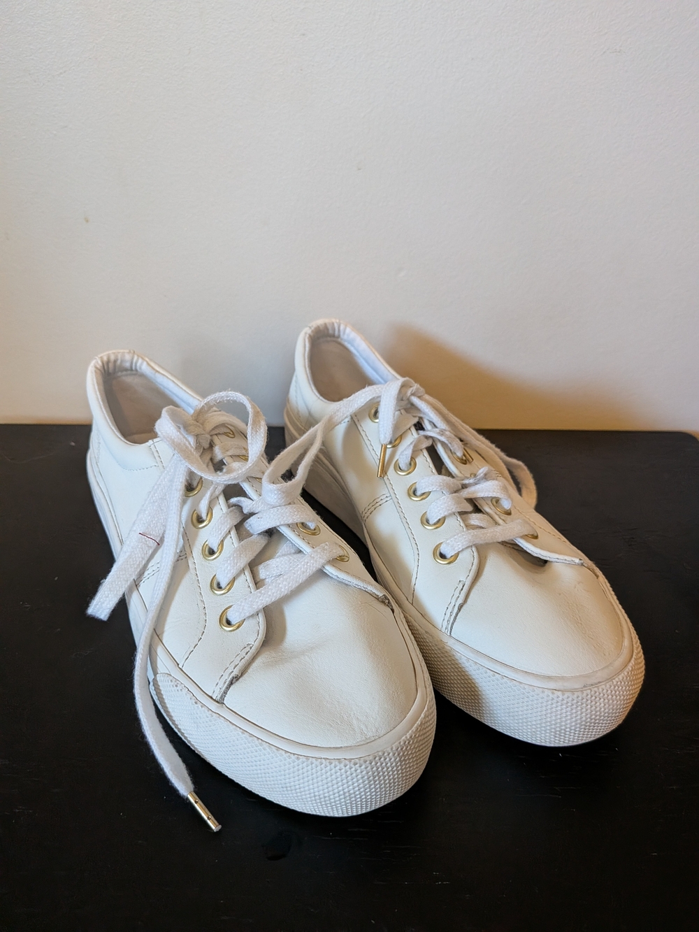 Keds White Leather Platform Sneakers